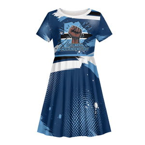 Botswana Independence Day Kid Short Sleeve Dress Raised Fist Map Graphic With National Coat Of Arms