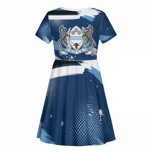 Botswana Independence Day Kid Short Sleeve Dress Raised Fist Map Graphic With National Coat Of Arms