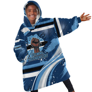Botswana Independence Day Kid Wearable Blanket Hoodie Raised Fist Map Graphic With National Coat Of Arms