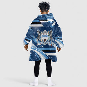 Botswana Independence Day Kid Wearable Blanket Hoodie Raised Fist Map Graphic With National Coat Of Arms
