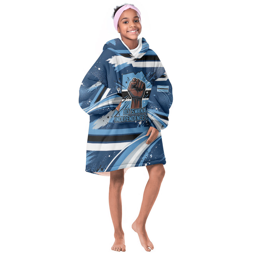 Botswana Independence Day Kid Wearable Blanket Hoodie Raised Fist Map Graphic With National Coat Of Arms