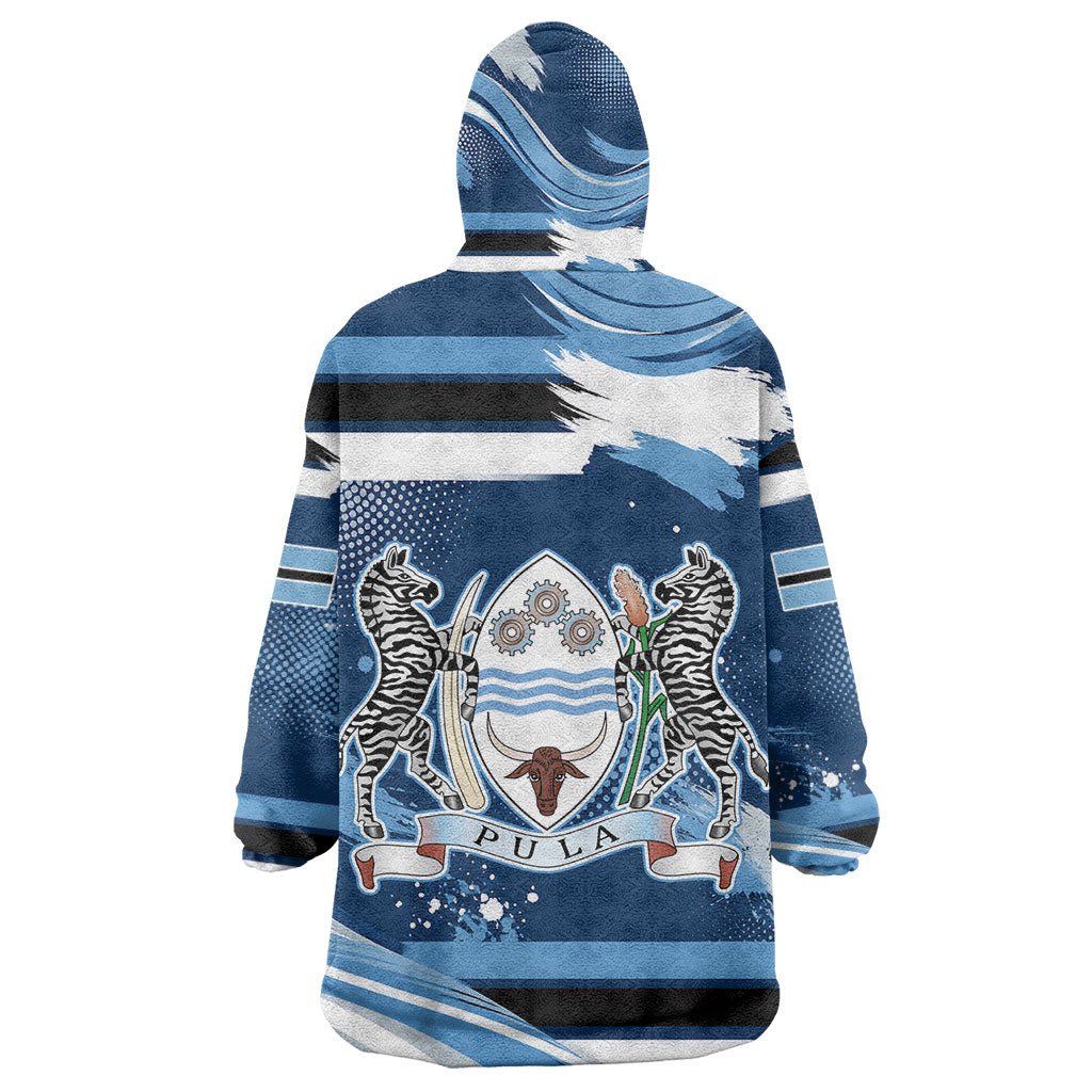 Botswana Independence Day Kid Wearable Blanket Hoodie Raised Fist Map Graphic With National Coat Of Arms