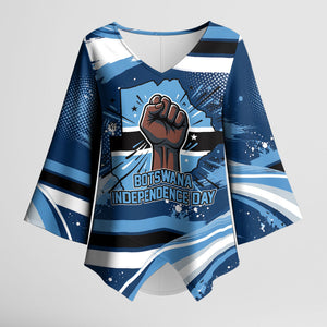 Botswana Independence Day Kimono Sleeve Blouse Raised Fist Map Graphic With National Coat Of Arms