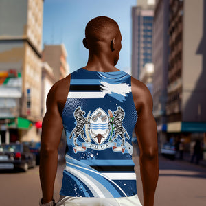 Botswana Independence Day Men Tank Top Raised Fist Map Graphic With National Coat Of Arms