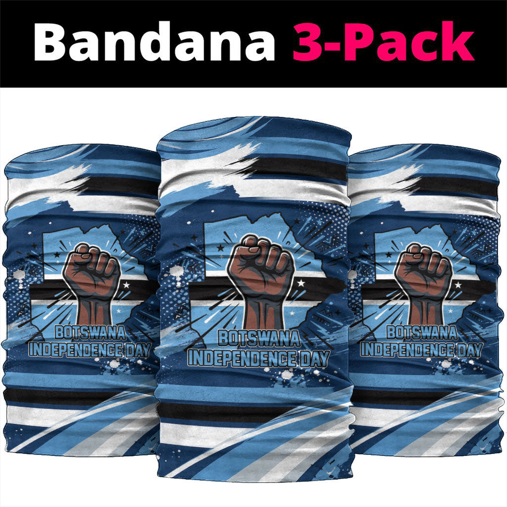 Botswana Independence Day Neck Gaiter Raised Fist Map Graphic With National Coat Of Arms
