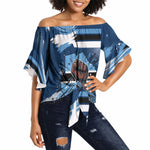 Botswana Independence Day Off Shoulder Wrap Waist Top Raised Fist Map Graphic With National Coat Of Arms