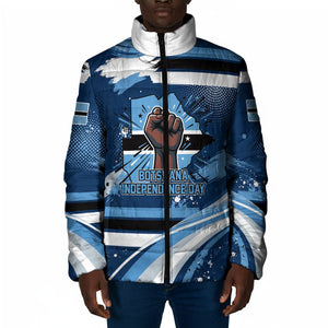 Botswana Independence Day Padded Jacket Raised Fist Map Graphic With National Coat Of Arms