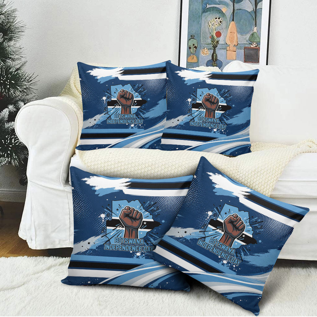 Botswana Independence Day Pillow Cover Raised Fist Map Graphic With National Coat Of Arms