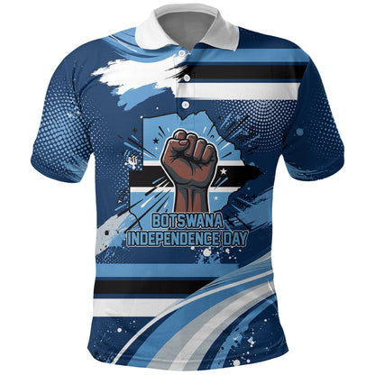 Botswana Independence Day Polo Shirt Raised Fist Map Graphic With National Coat Of Arms