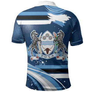 Botswana Independence Day Polo Shirt Raised Fist Map Graphic With National Coat Of Arms