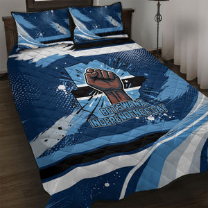 Botswana Independence Day Quilt Bed Set Raised Fist Map Graphic With National Coat Of Arms