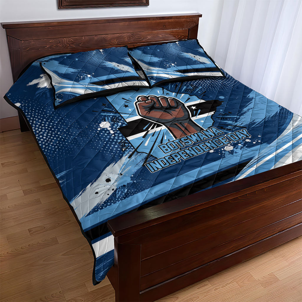 Botswana Independence Day Quilt Bed Set Raised Fist Map Graphic With National Coat Of Arms