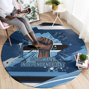 Botswana Independence Day Round Carpet Raised Fist Map Graphic With National Coat Of Arms