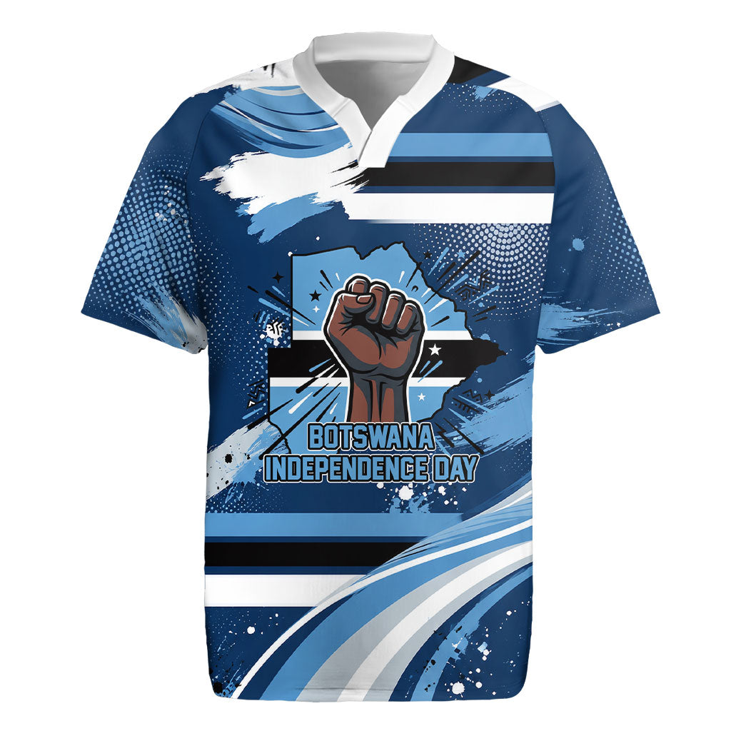 Botswana Independence Day Rugby Jersey Raised Fist Map Graphic With National Coat Of Arms