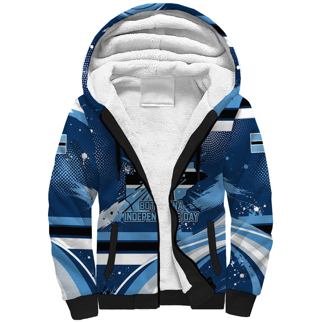 Botswana Independence Day Sherpa Hoodie Raised Fist Map Graphic With National Coat Of Arms