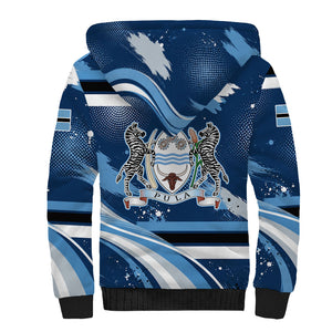 Botswana Independence Day Sherpa Hoodie Raised Fist Map Graphic With National Coat Of Arms