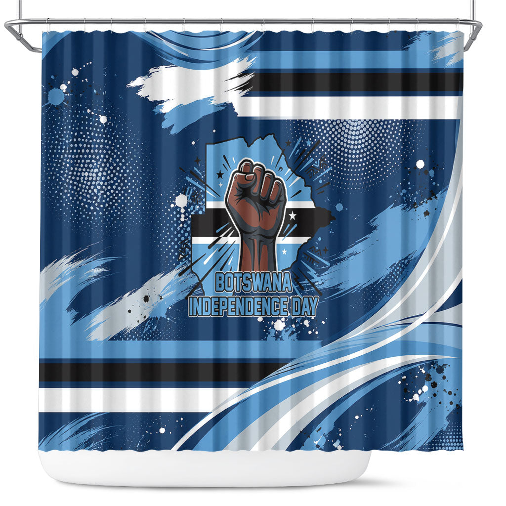 Botswana Independence Day Shower Curtain Raised Fist Map Graphic With National Coat Of Arms