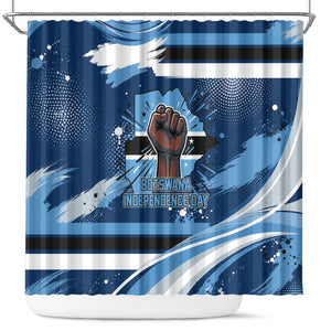 Botswana Independence Day Shower Curtain Raised Fist Map Graphic With National Coat Of Arms