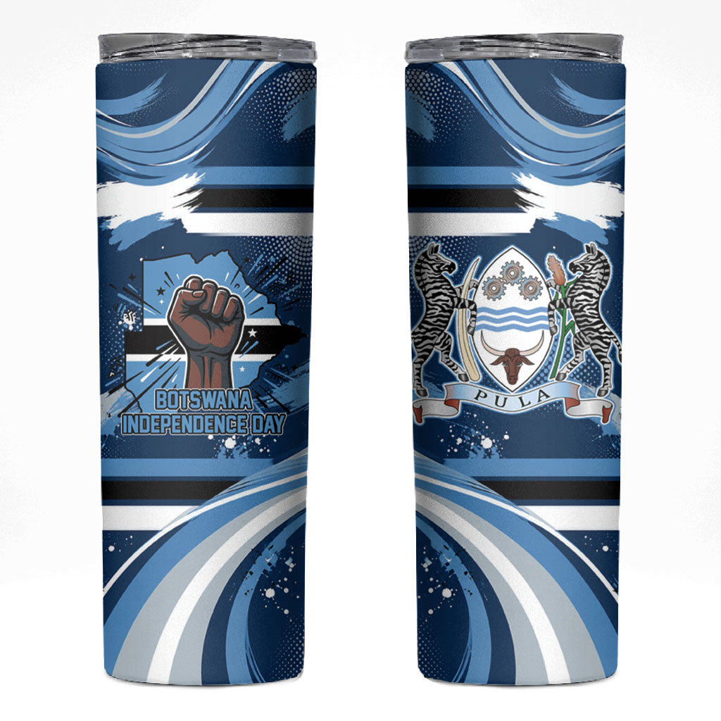 Botswana Independence Day Skinny Tumbler Raised Fist Map Graphic With National Coat Of Arms