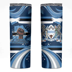 Botswana Independence Day Skinny Tumbler Raised Fist Map Graphic With National Coat Of Arms