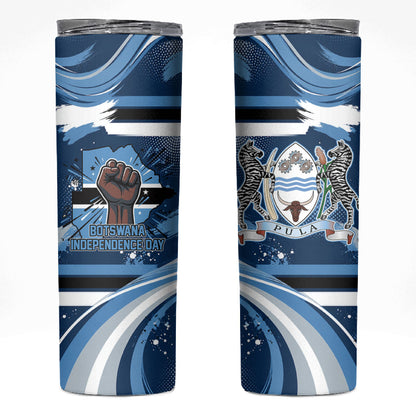 Botswana Independence Day Skinny Tumbler Raised Fist Map Graphic With National Coat Of Arms