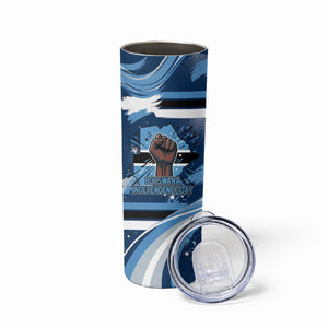 Botswana Independence Day Skinny Tumbler Raised Fist Map Graphic With National Coat Of Arms