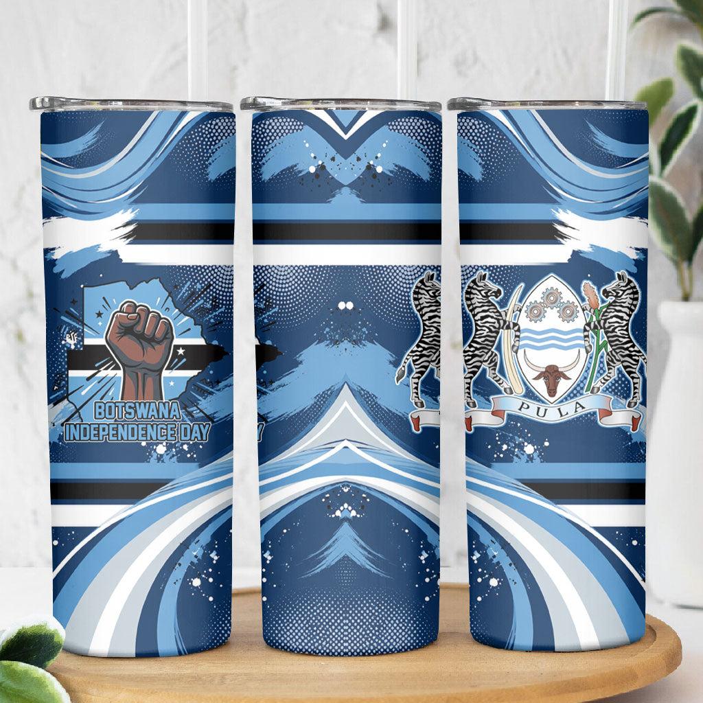 Botswana Independence Day Skinny Tumbler Raised Fist Map Graphic With National Coat Of Arms