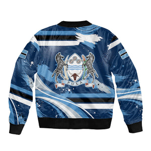 Botswana Independence Day Sleeve Zip Bomber Jacket Raised Fist Map Graphic With National Coat Of Arms