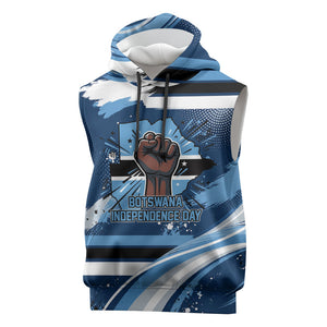 Botswana Independence Day Sleeveless Hoodie Raised Fist Map Graphic With National Coat Of Arms