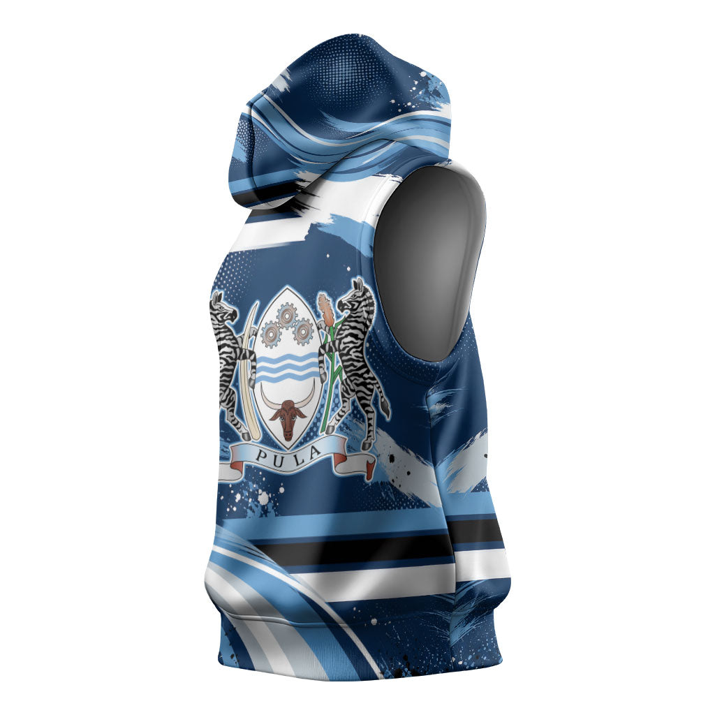 Botswana Independence Day Sleeveless Hoodie Raised Fist Map Graphic With National Coat Of Arms