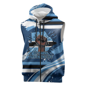Botswana Independence Day Sleeveless Zip Hoodie Raised Fist Map Graphic With National Coat Of Arms