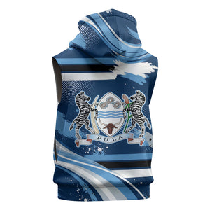 Botswana Independence Day Sleeveless Zip Hoodie Raised Fist Map Graphic With National Coat Of Arms