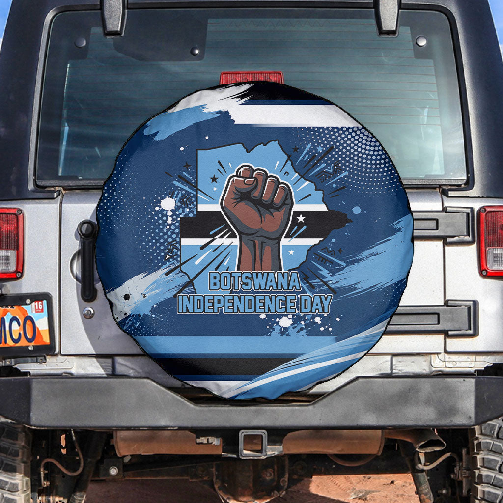 Botswana Independence Day Spare Tire Cover Raised Fist Map Graphic With National Coat Of Arms