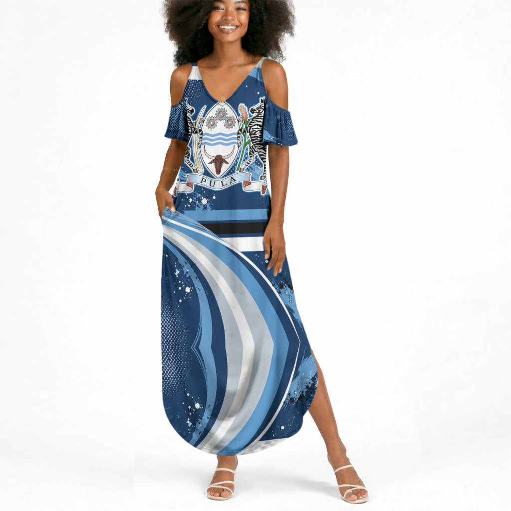 Botswana Independence Day Summer Maxi Dress Raised Fist Map Graphic With National Coat Of Arms