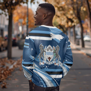 Botswana Independence Day Sweatshirt Raised Fist Map Graphic With National Coat Of Arms
