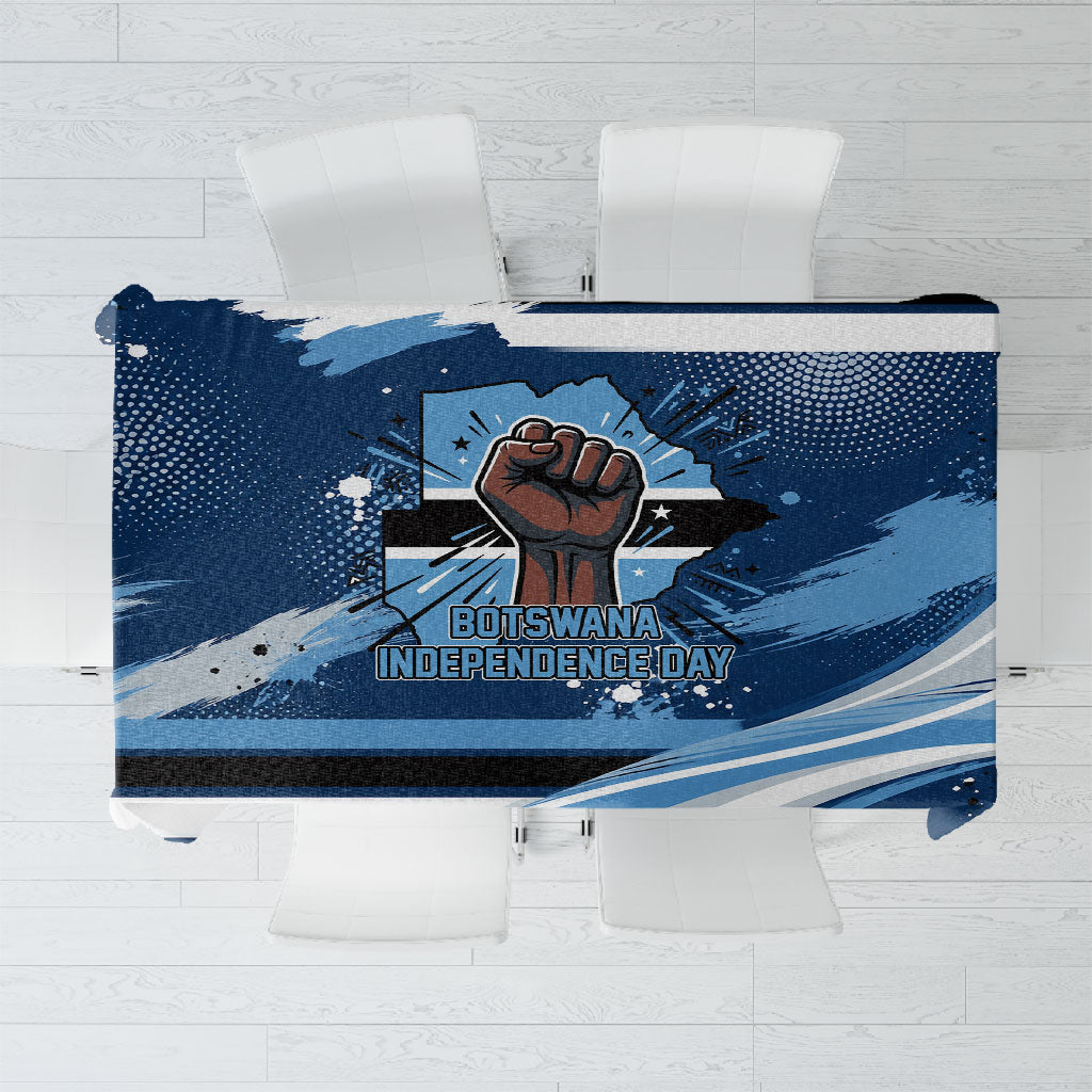 Botswana Independence Day Tablecloth Raised Fist Map Graphic With National Coat Of Arms