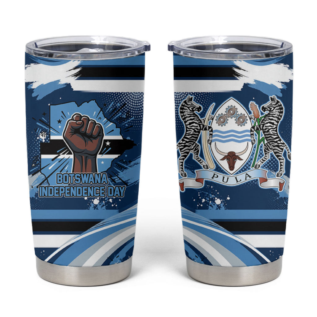 Botswana Independence Day Tumbler Cup Raised Fist Map Graphic With National Coat Of Arms