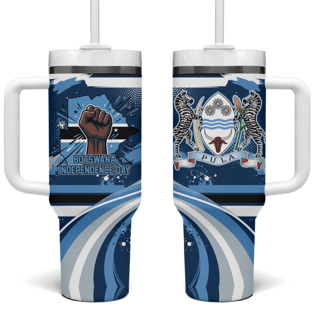 Botswana Independence Day Tumbler With Handle Raised Fist Map Graphic With National Coat Of Arms
