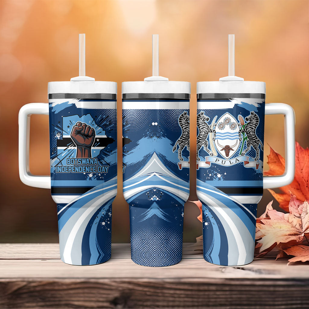 Botswana Independence Day Tumbler With Handle Raised Fist Map Graphic With National Coat Of Arms