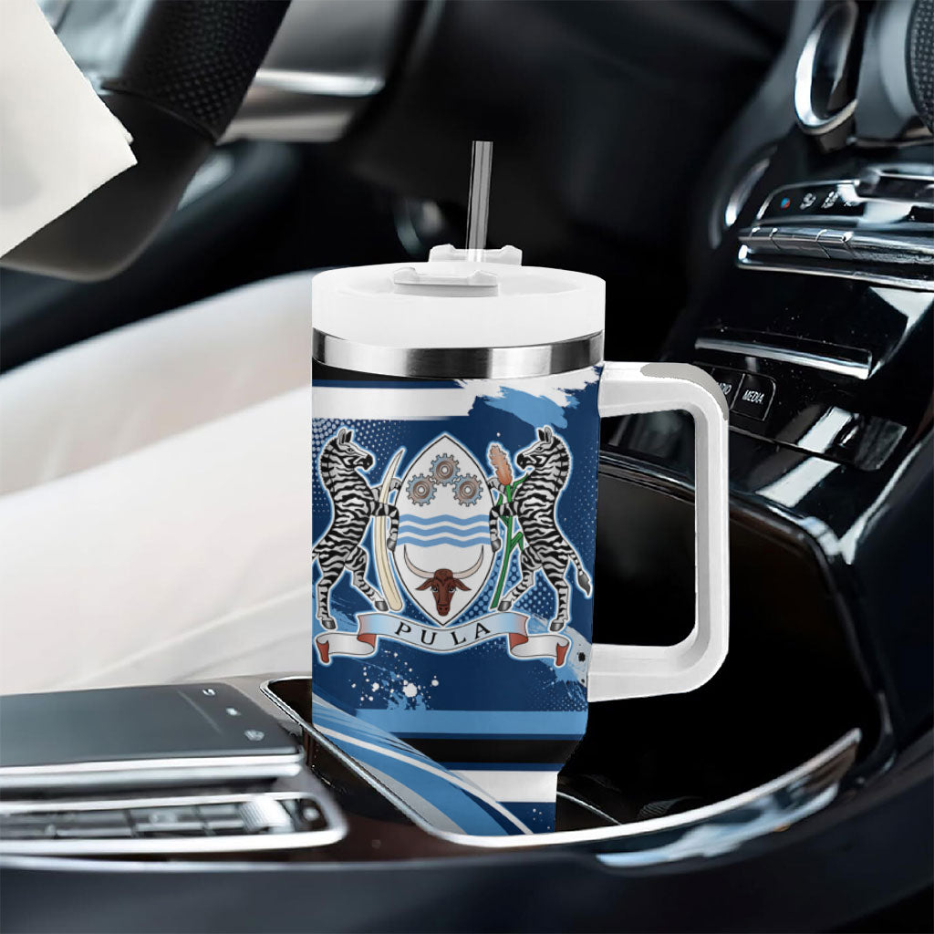 Botswana Independence Day Tumbler With Handle Raised Fist Map Graphic With National Coat Of Arms