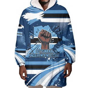 Botswana Independence Day Wearable Blanket Hoodie Raised Fist Map Graphic With National Coat Of Arms