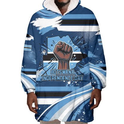 Botswana Independence Day Wearable Blanket Hoodie Raised Fist Map Graphic With National Coat Of Arms