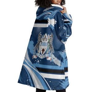 Botswana Independence Day Wearable Blanket Hoodie Raised Fist Map Graphic With National Coat Of Arms