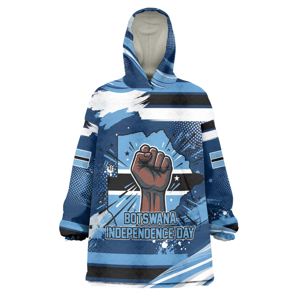 Botswana Independence Day Wearable Blanket Hoodie Raised Fist Map Graphic With National Coat Of Arms