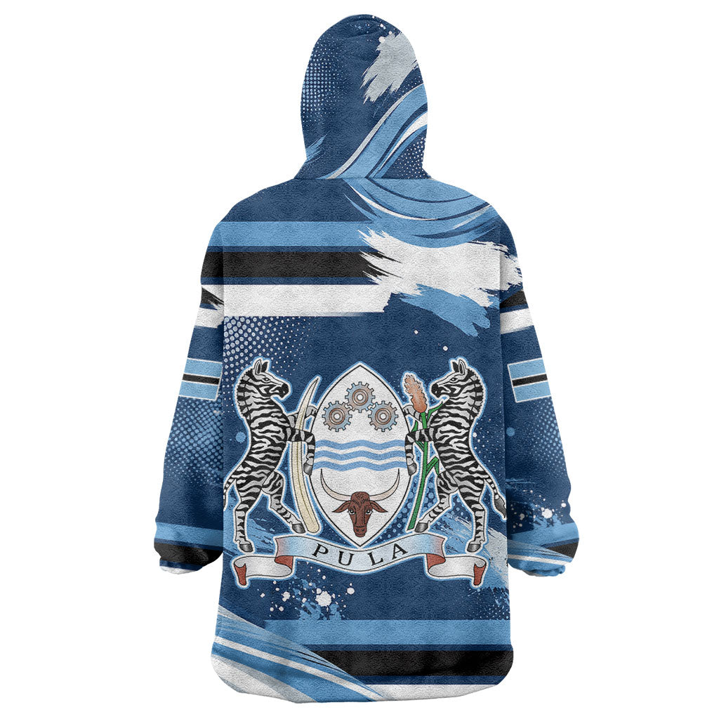 Botswana Independence Day Wearable Blanket Hoodie Raised Fist Map Graphic With National Coat Of Arms