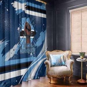 Botswana Independence Day Window Curtain Raised Fist Map Graphic With National Coat Of Arms