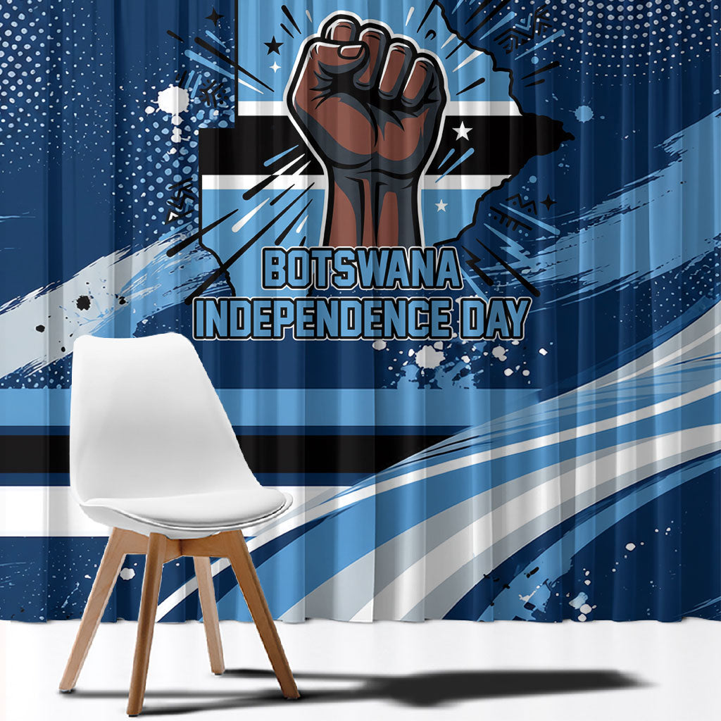 Botswana Independence Day Window Curtain Raised Fist Map Graphic With National Coat Of Arms