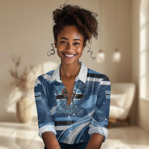 Botswana Independence Day Women Casual Shirt Raised Fist Map Graphic With National Coat Of Arms