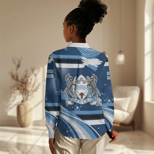 Botswana Independence Day Women Casual Shirt Raised Fist Map Graphic With National Coat Of Arms