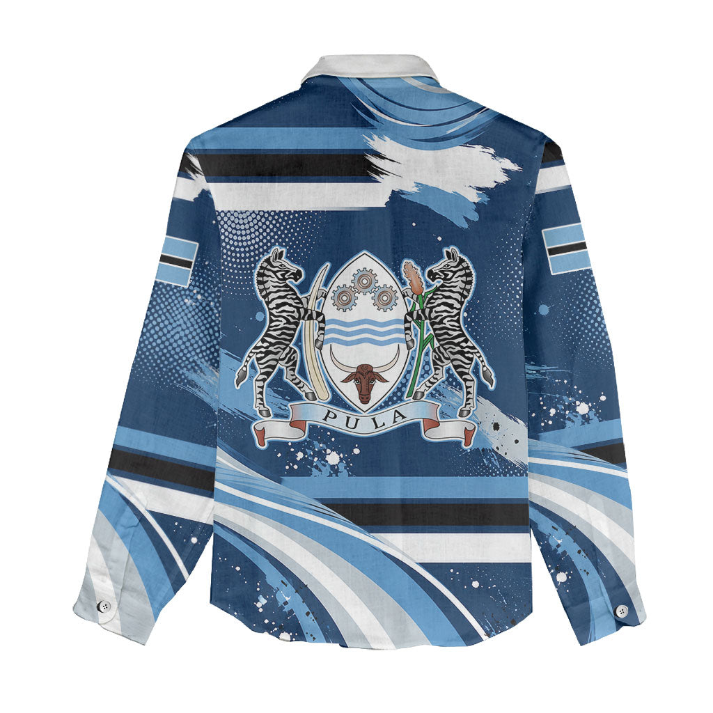 Botswana Independence Day Women Casual Shirt Raised Fist Map Graphic With National Coat Of Arms
